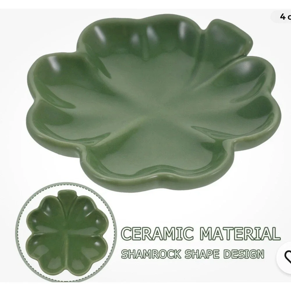 Shamrock Trinket Dish‎ Porcelain Jewelry Tray Store Display Holder
